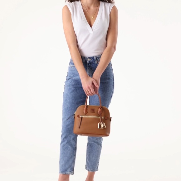 Dooney & Bourke Black and Brown Leather Satchel - Picture 8 of 9